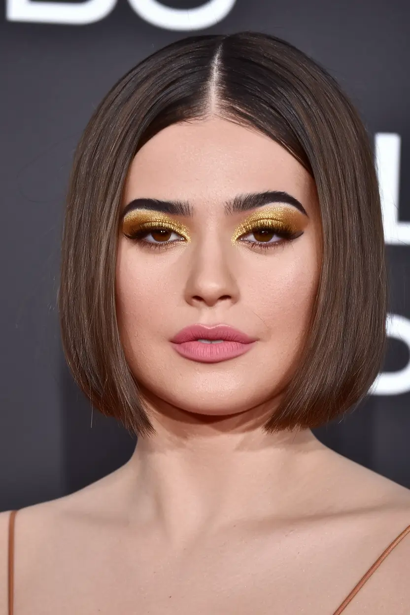 Easy Short Fall Hairstyles 2025 Precision Glass Bob with a Center Part