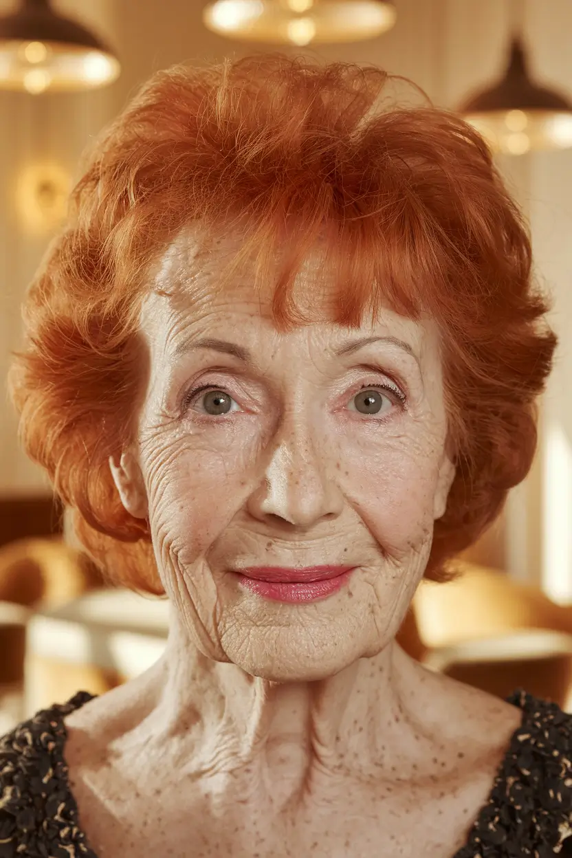 Elegant Fall 2025 Haircut Inspiration for Women Over 60 Playful Pixie in Auburn Tones