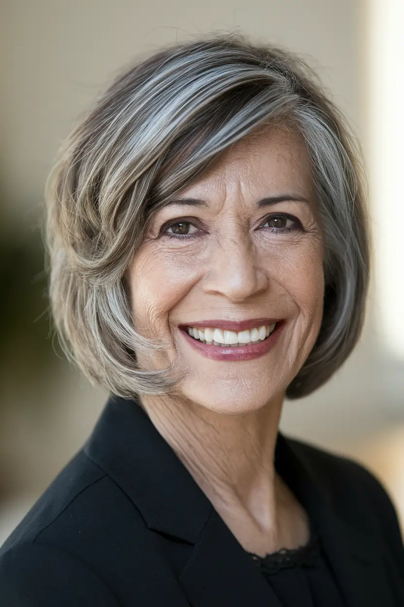 Elegant Fall 2025 Haircut Inspiration for Women Over 60 - Textured Short Bob with Light Layers