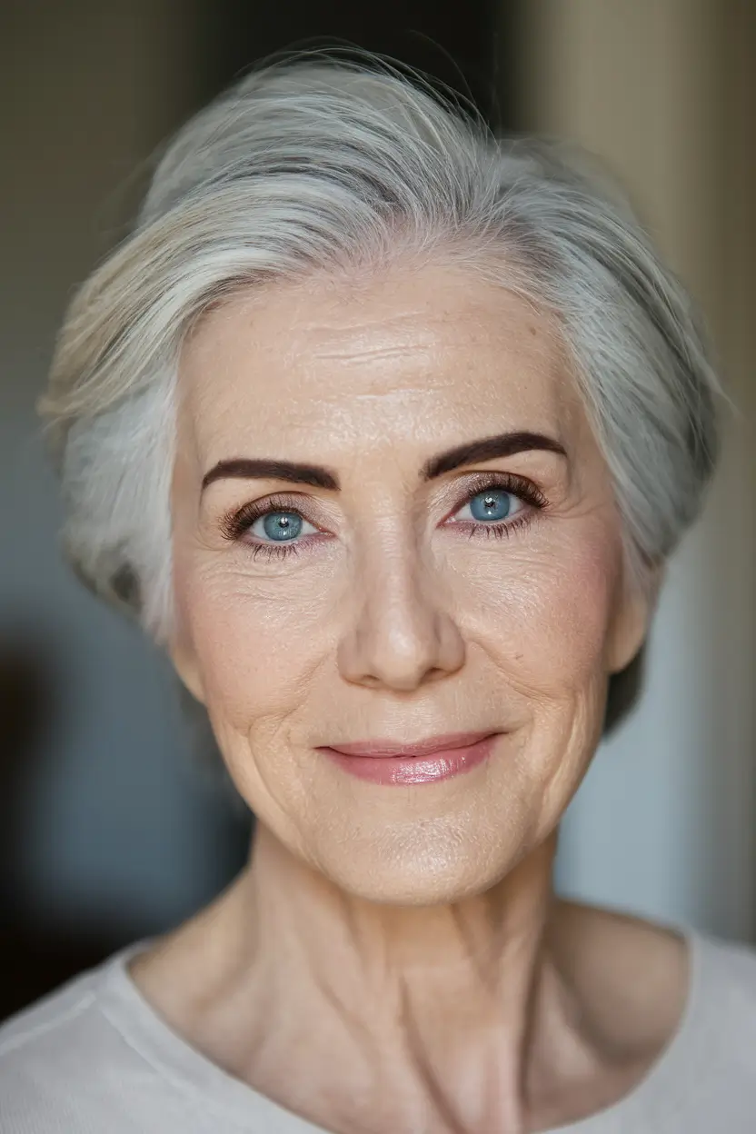 Elegant Fall 2025 Haircut Inspiration for Women Over 60 Sleek and Elegant Mid-Length Sweep