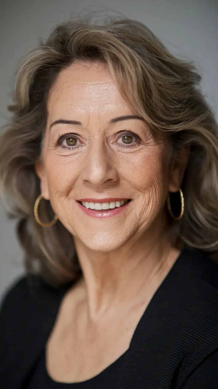 Elegant Fall 2025 Haircut Inspiration for Women Over 60 Warm Brunette Shag with Subtle Lift