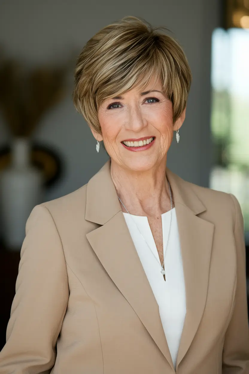 Elegant Fall 2025 Haircut Inspiration for Women Over 60 Classic Short Pixie with Highlights