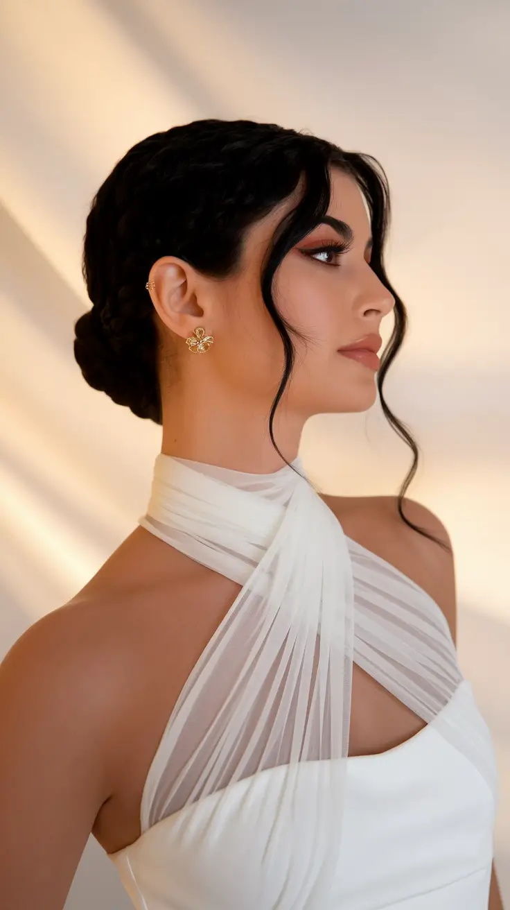 Elegant Updos & Braids for Fall Weddings 2025 - Braided Low Bun for Timeless Sophistication