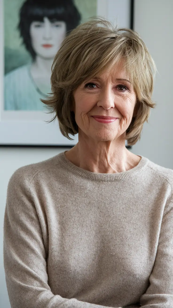 Fall 2025 Haircut That Flatter Women 50+ Soft Midlength Layers with Casual Fringe