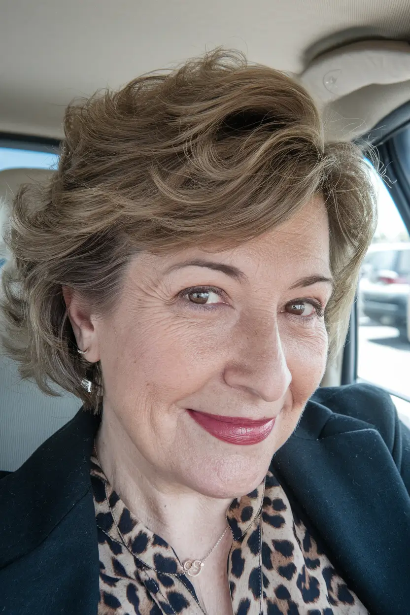 Fall 2025 Haircut That Flatter Women 50+ Feathered Shag with Natural Lift
