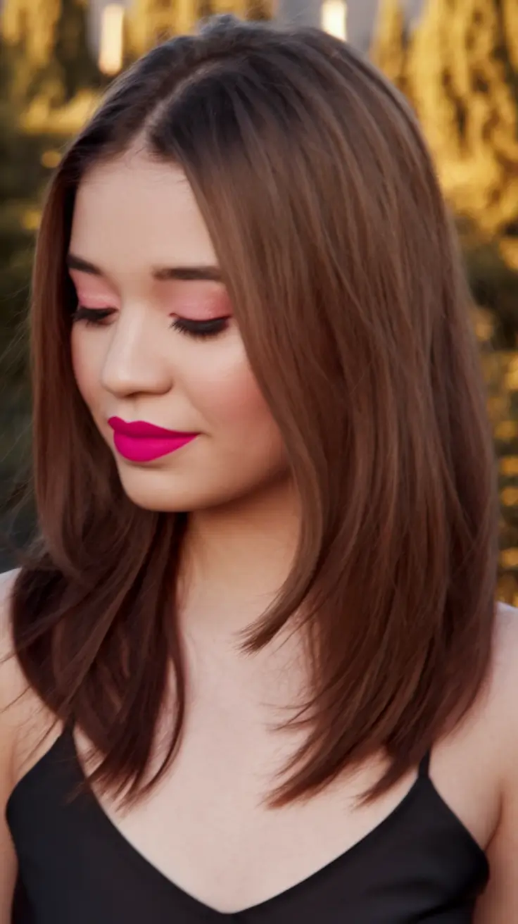 round face haircuts long straight Face-Framing Layers for Subtle Shape