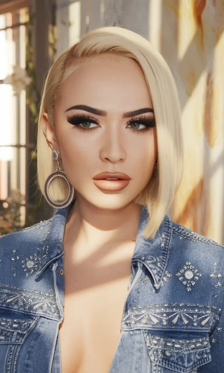 round face haircuts short layers Polished Angled Bob for Bold Contour