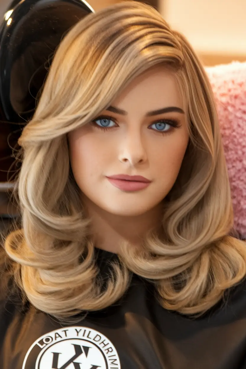 round face fall haircut Blowout Layers with Classic Bounce
