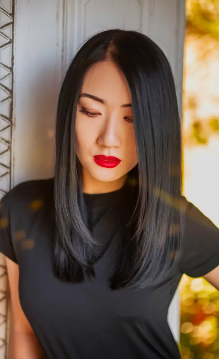 Fall 2025 hairstyles for Round Faces Long Sleek Layers