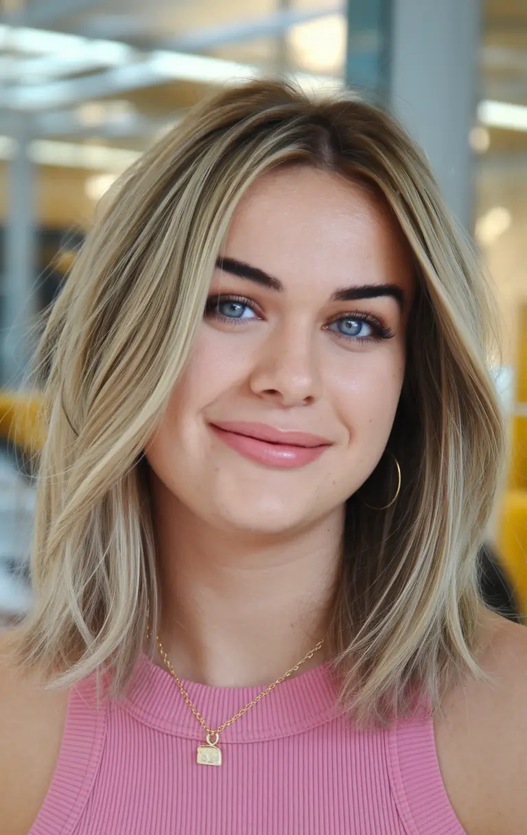 Fall 2025 hairstyles for Round Faces Blonde Shoulder-Grazing Bob