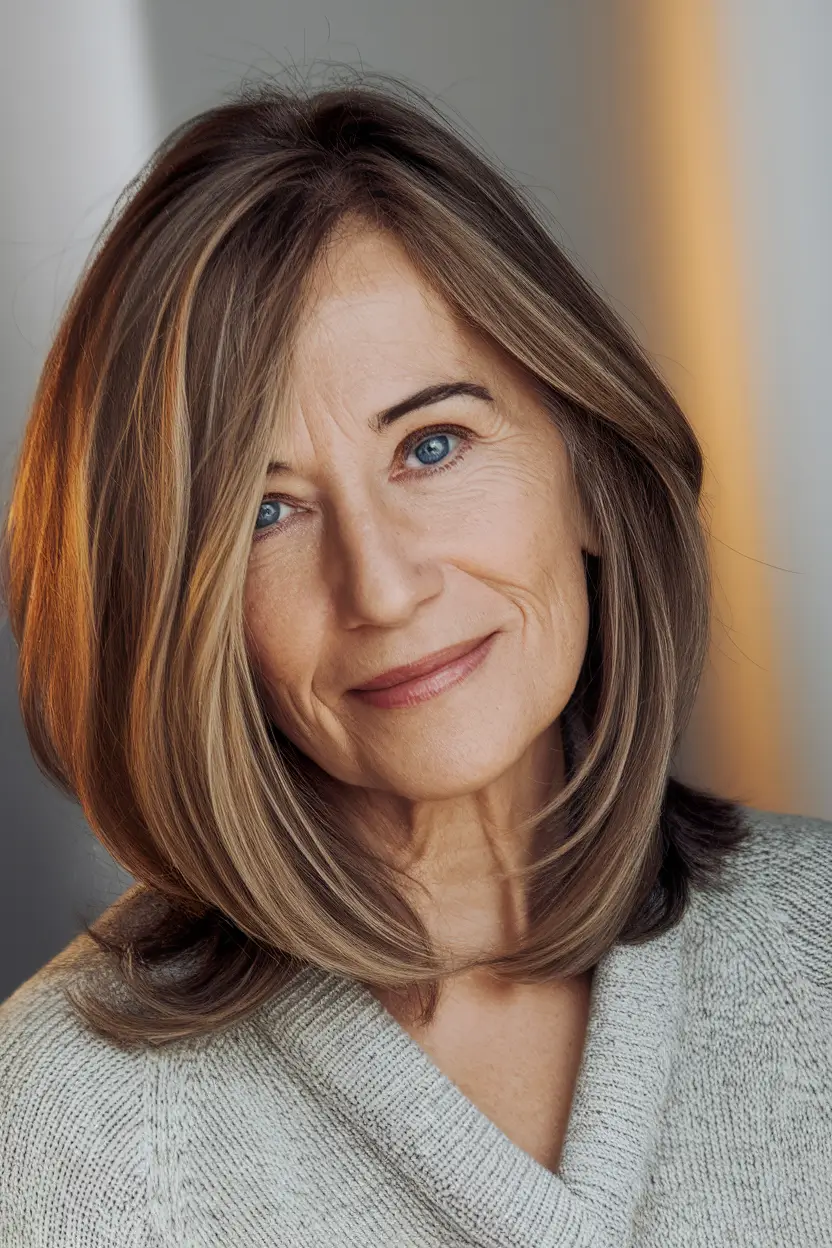 Fall 2025 Hairstyles That Flatter 60+ Women+Polished Volume with Medium Layers
