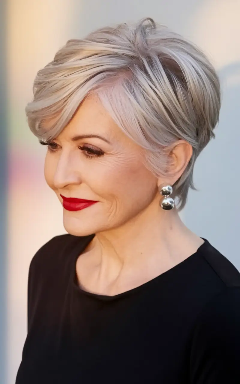 Fall 2025 Hairstyles That Flatter 60+ Women+Elegant Short Crop with Lifted Crown