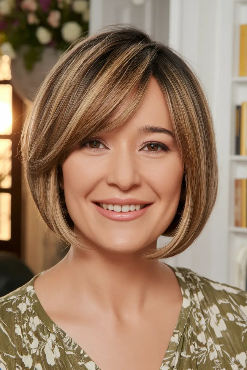 Fall 2025 Hairstyles That Flatter 60+ Women+Fresh Blonde Long Bob with Bangs