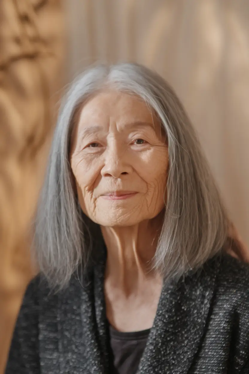 Fall 2025 Hairstyles That Flatter 60+ Women+Elegant Long Gray Hair with Minimal Layers