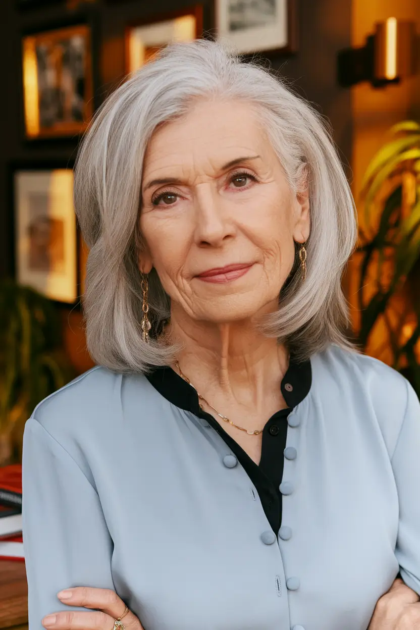 Fall 2025 Hairstyles That Flatter 60+ Women+Mid-Length Classic with Natural Lift