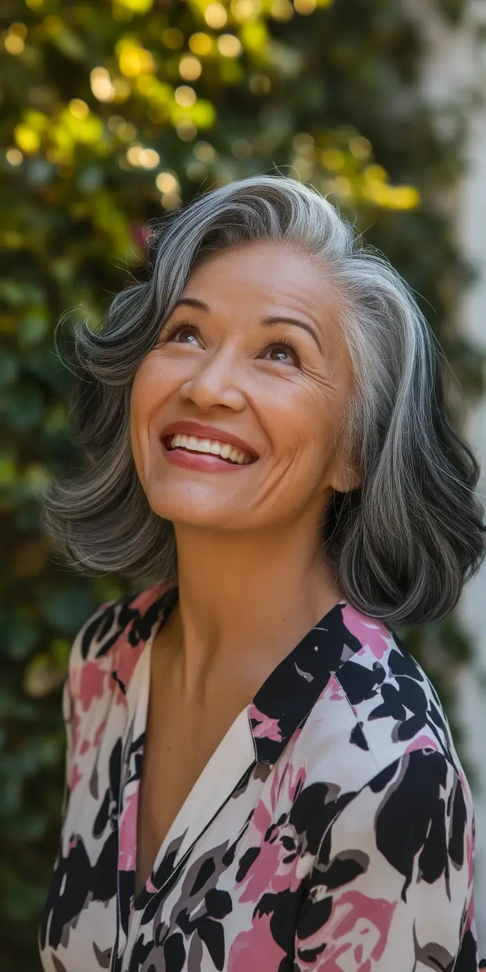 Fall 2025 Hairstyles That Flatter 60+ Women+Vintage Waves with Gray Drama