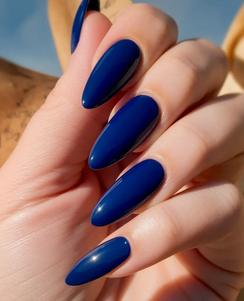 Fall 2025 Nail Colors - Trendy Shades Royal Navy Almond Elegance