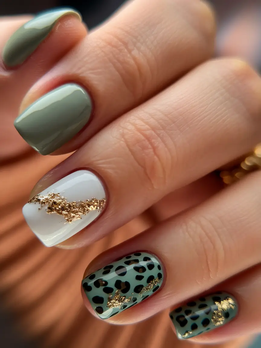Fall 2025 Nail Colors - Trendy Shades Leopard Luxe with Gold Touches