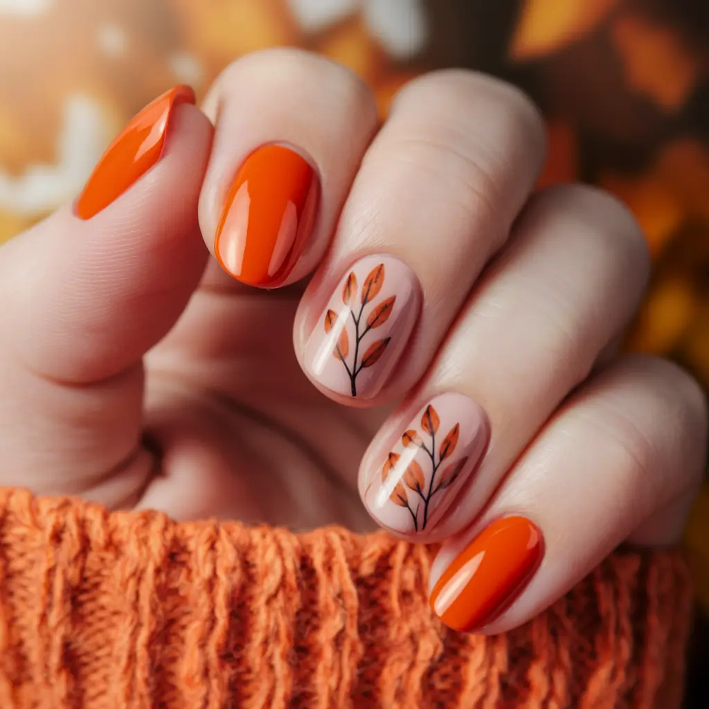 Fall 2025 Nails Art Inspiration Autumn Branch Tips