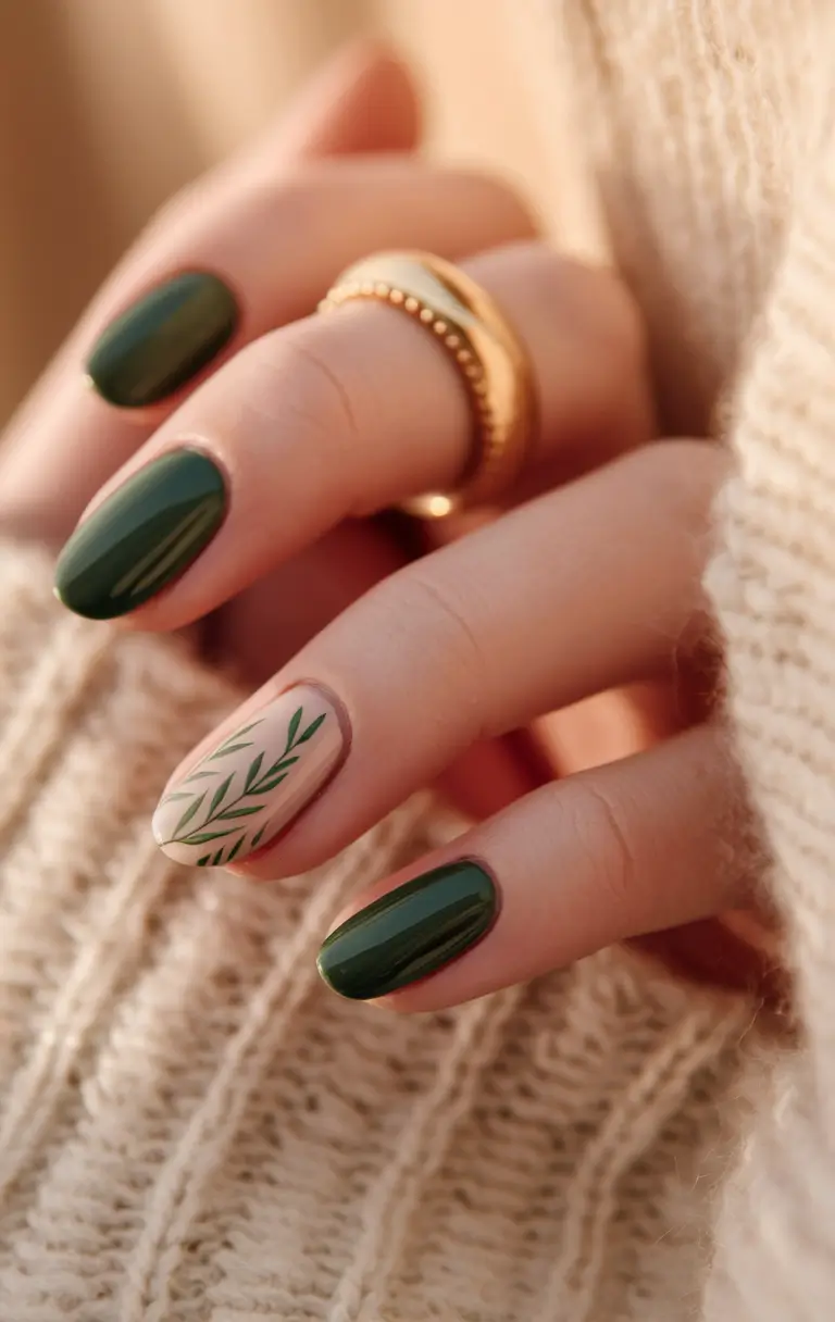 Fall 2025 Nails Art Inspiration Evergreen Cozy Elegance