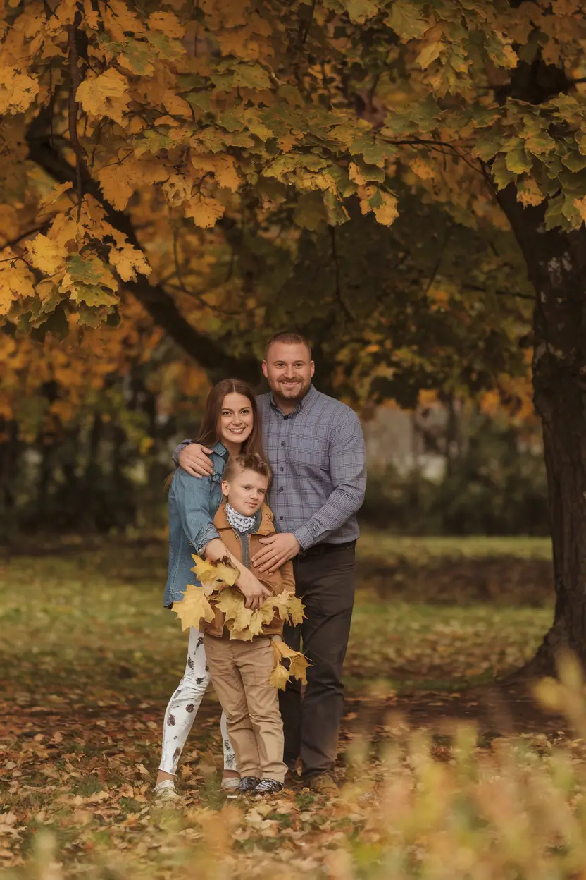 fall family photo outfits ideas 2025 Golden Maple Harmony in Earthy Layers