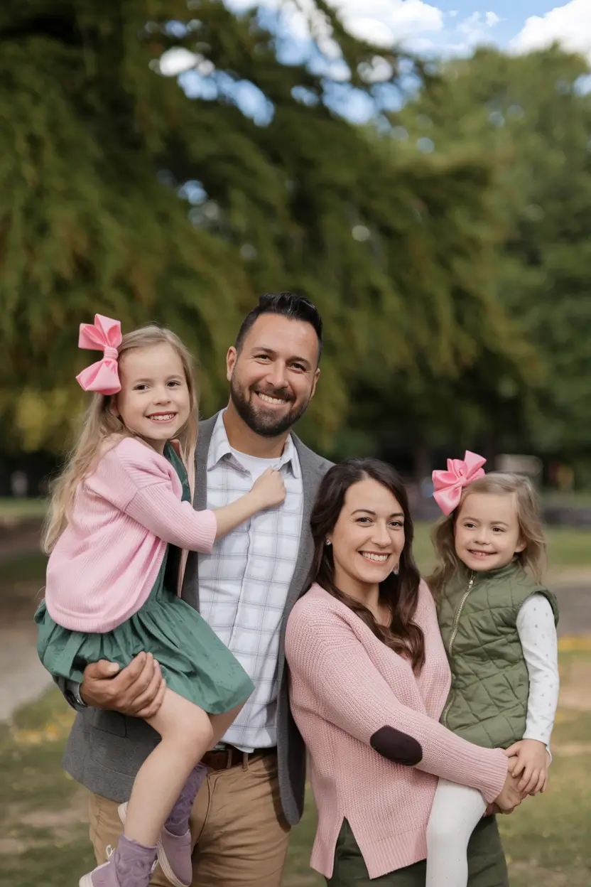 fall family photo outfits ideas 2025 Blush and Olive for Whimsical Warmth