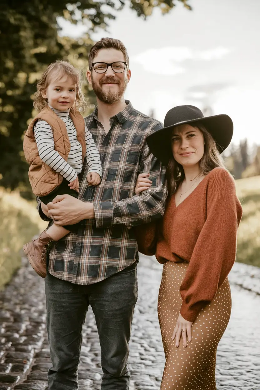 fall family photo outfits ideas 2025 Rust & Plaid Countryside Charm