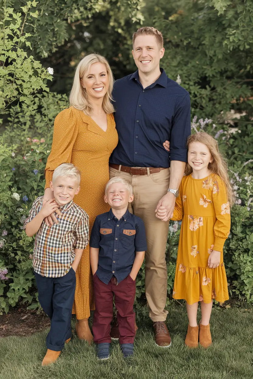 fall family photo outfits ideas 2025 Golden Hues and Kid-Friendly Brights