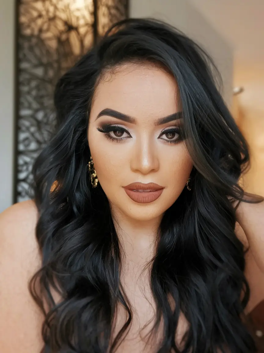 Fall Hair Color Ideas for Dark Hair in 2025 Glamorous Deep Black With Soft Body Waves