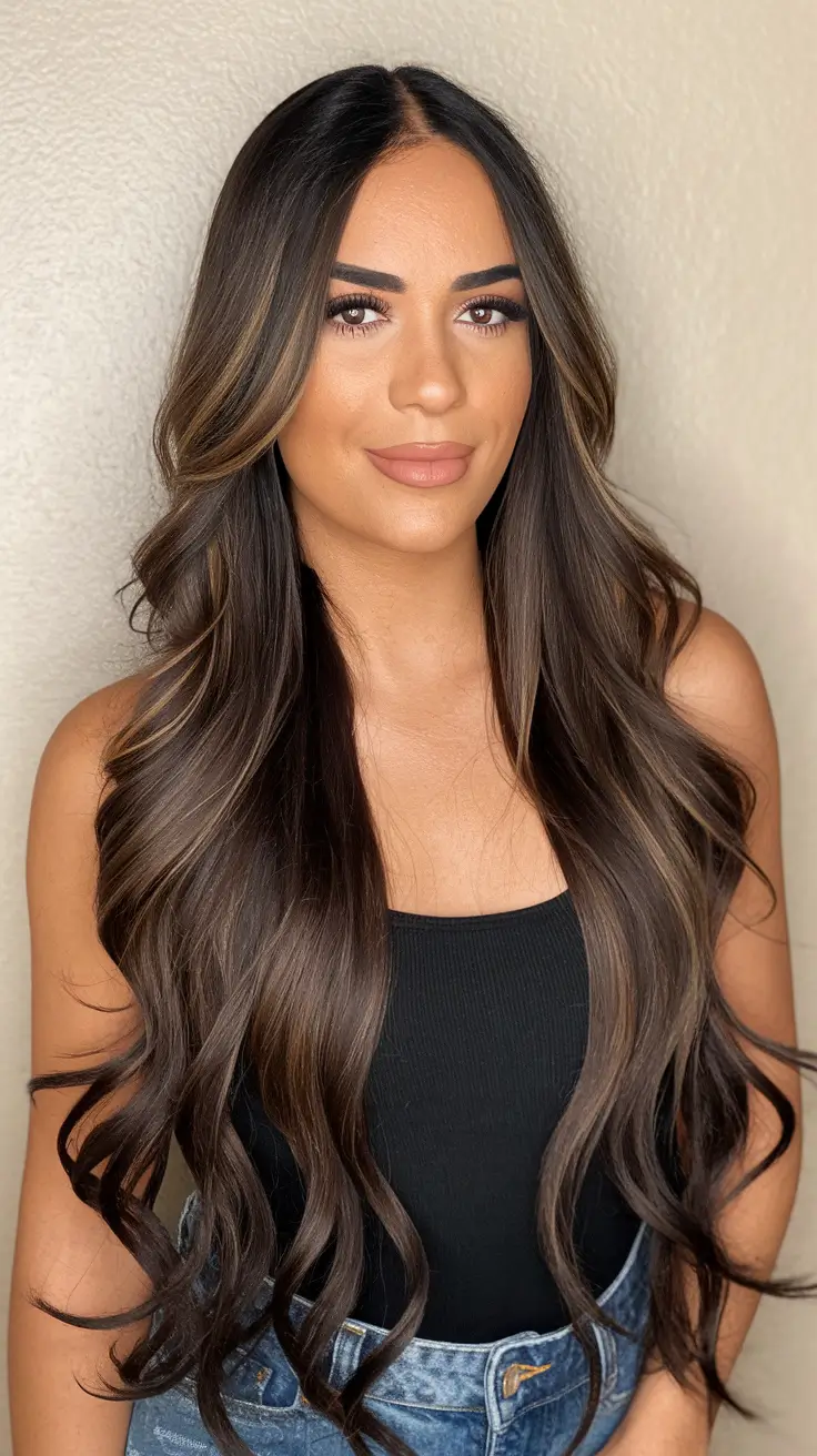 Fall Hair Color Ideas for Dark Hair in 2025 Buttery Blonde Tips on Glossy Chocolate Lengths