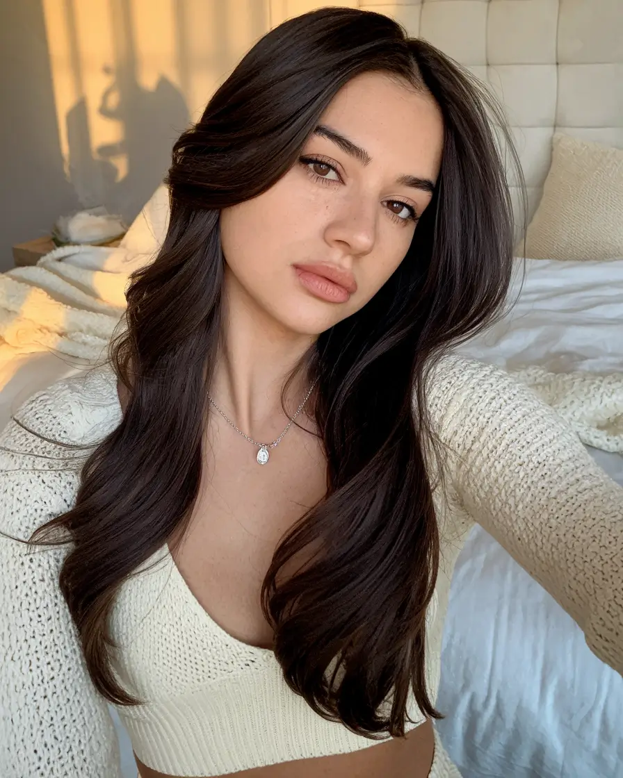 Fall Hair Color Ideas for Dark Hair in 2025 Deep Brunette With Whispered Cinnamon Lowlights