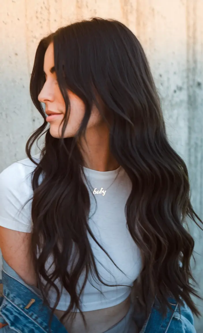 Fall Hair Color Ideas for Dark Hair in 2025 Natural Raven Layers With Coastal Texture