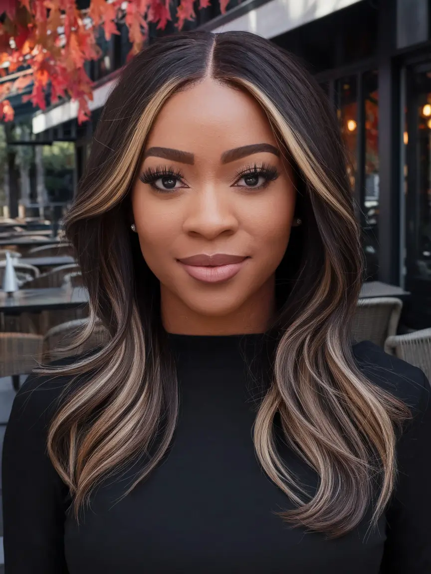 Fall Hairstyles for Black Women in 2025 Subtle Golden Money Piece Highlights