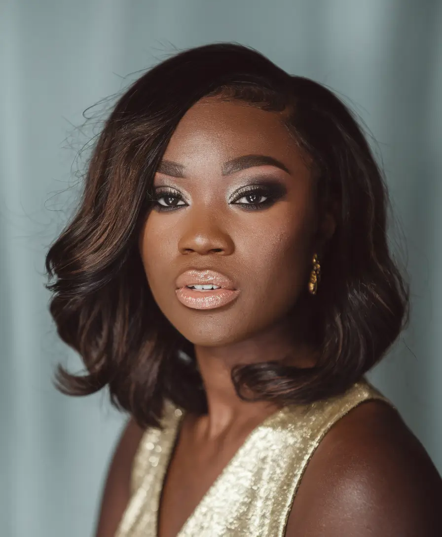 Fall Hairstyles for Black Women in 2025 Classic Soft Curls with Deep Side Part