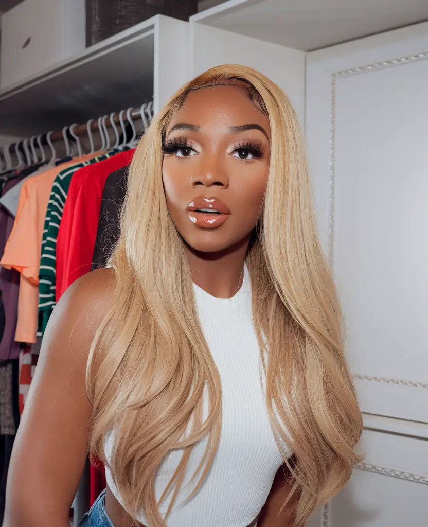 fall hairstyle black women Long Blonde Layers with Glam Volume