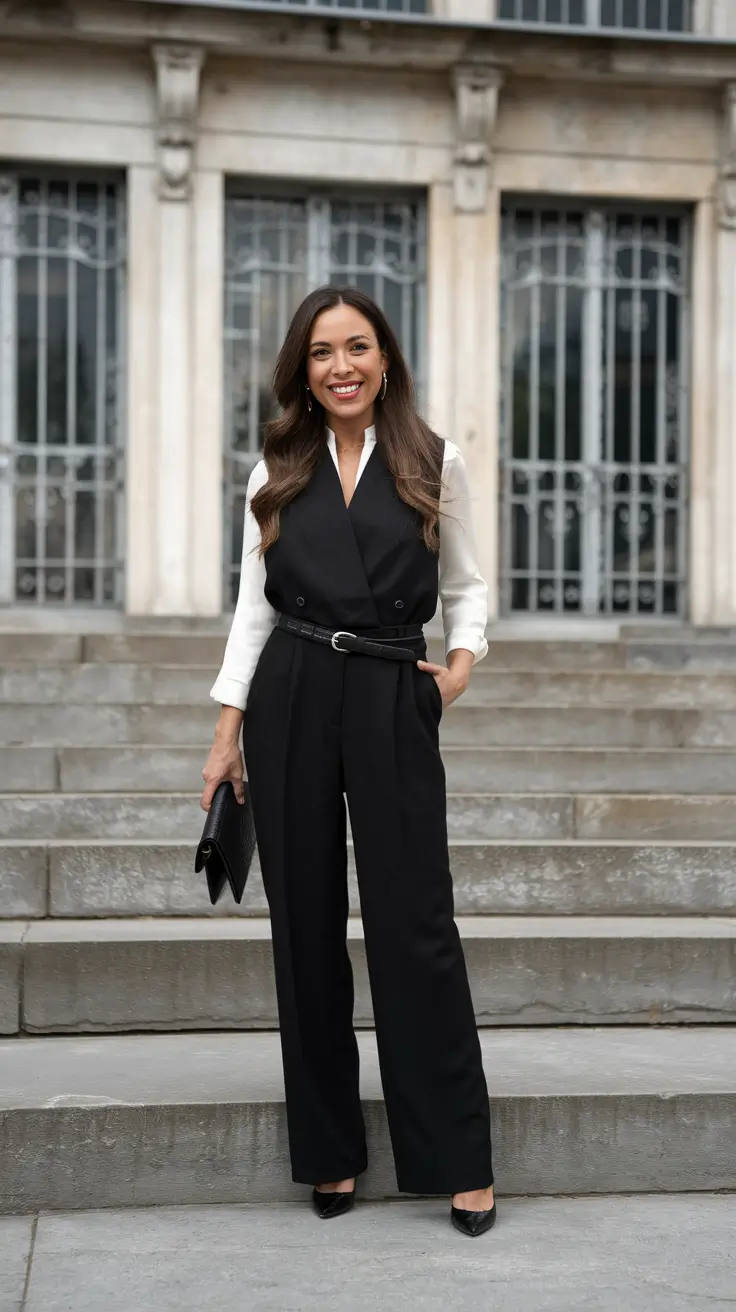 fall office outfits for women+Layered Vest Suit for Modern Workwear