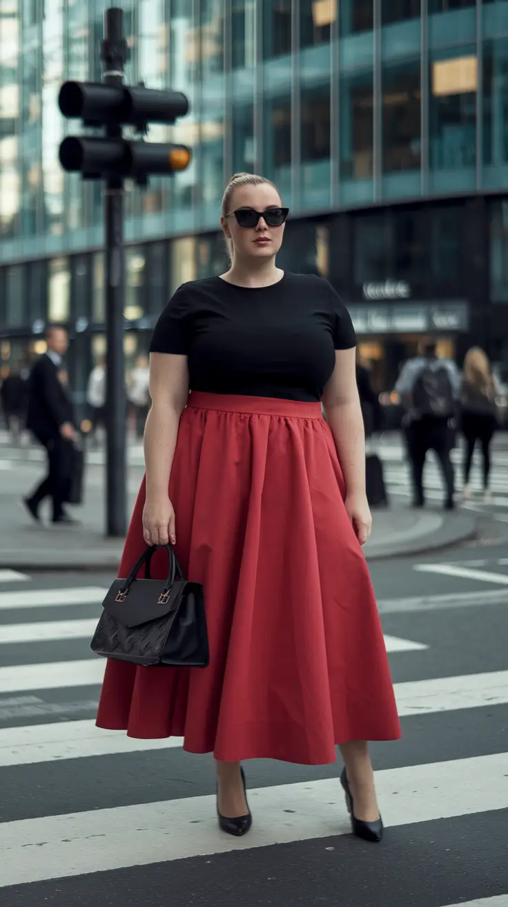 fall plus size capsule wardrobe ideas 2025 - Swing Skirt Statement