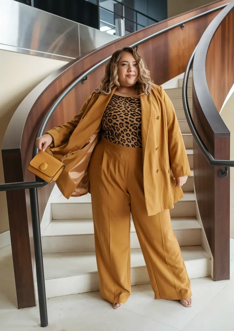 fall plus size capsule wardrobe ideas 2025 - Monochrome Power Suit