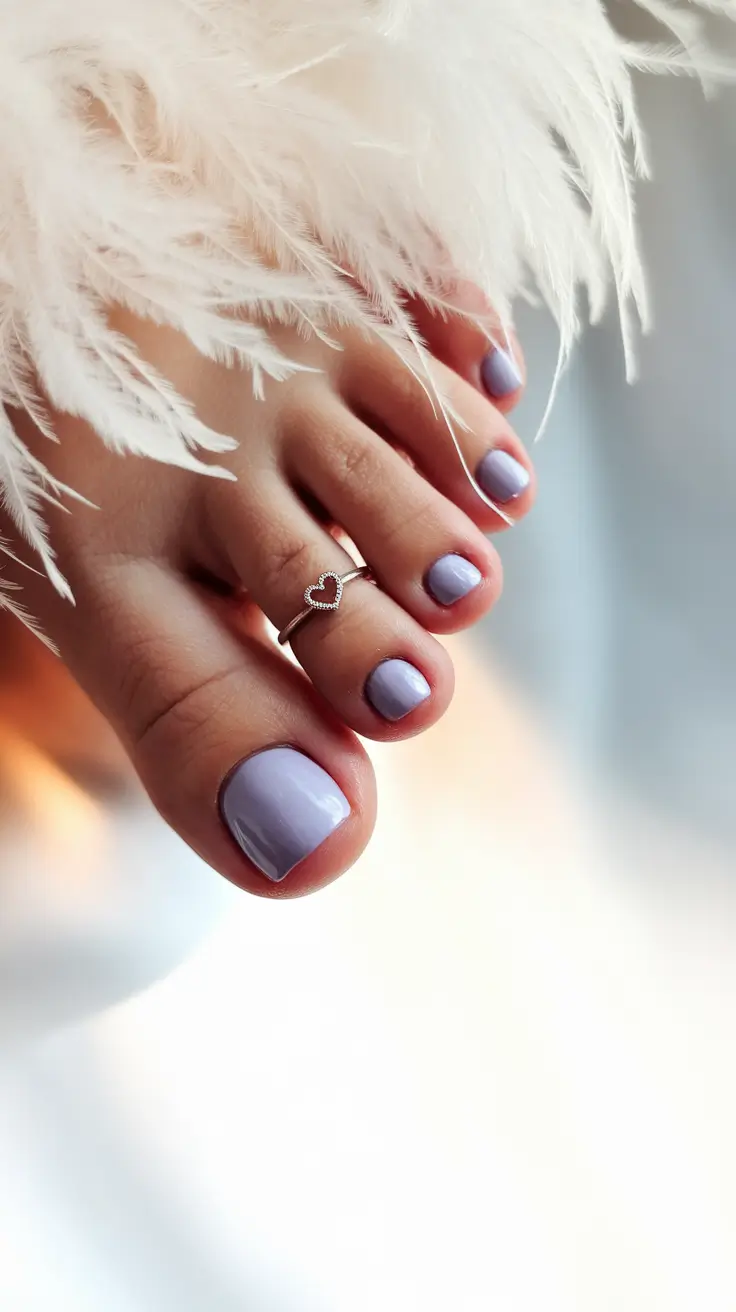 Fall Toe Nail Looks for September 2025 Soft Lilac with a Hint of Frost