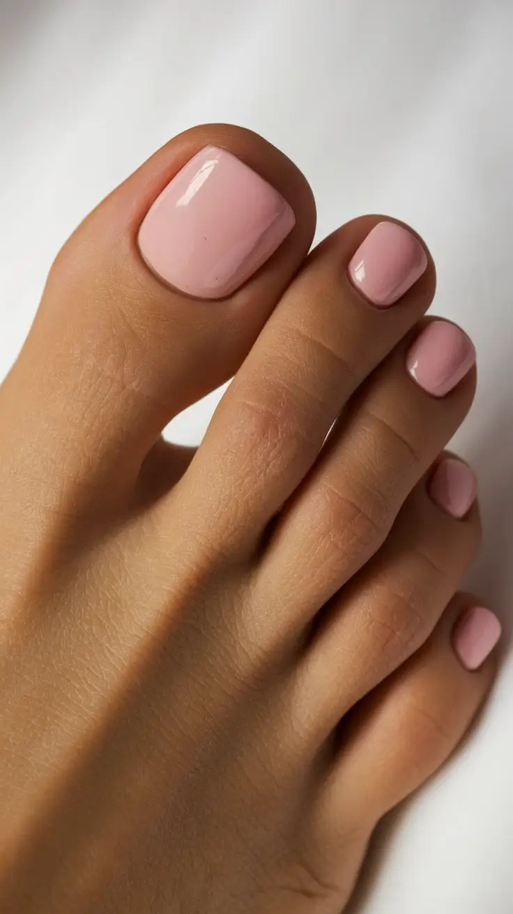 Fall Toe Nail Looks for September 2025 Blush Pink Gloss Perfection