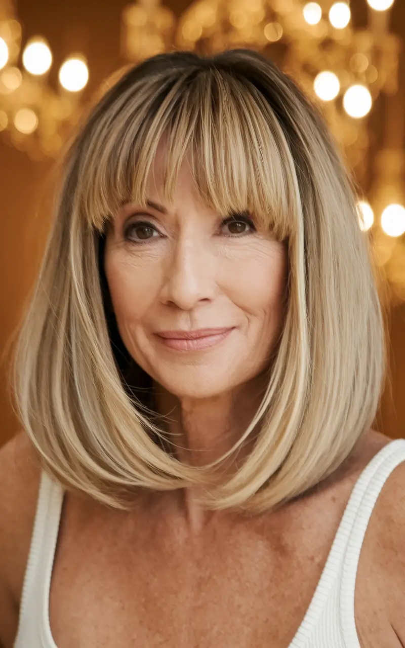 Fresh Fall 2025 Haircuts for Women Over 40 Blonde Bubble Cut with Curtain Bangs