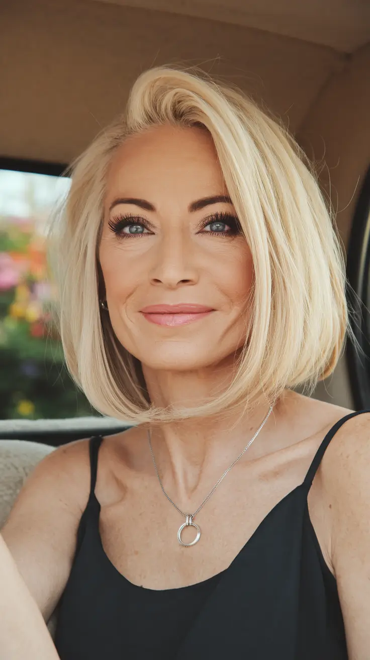 Fresh Fall 2025 Haircuts for Women Over 40 Blunt Bob with Blonde Ambition
