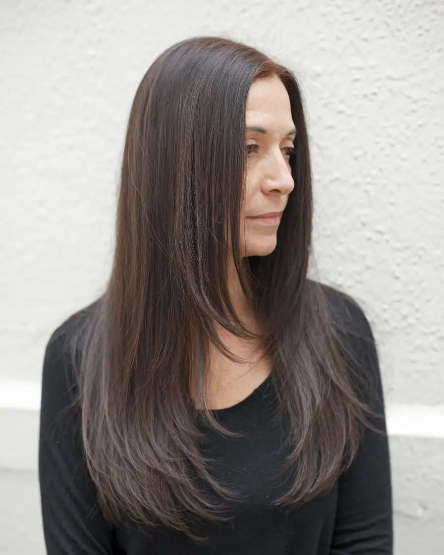 Fresh Fall 2025 Haircuts for Women Over 40 Long Sleek Layers for Timeless Elegance