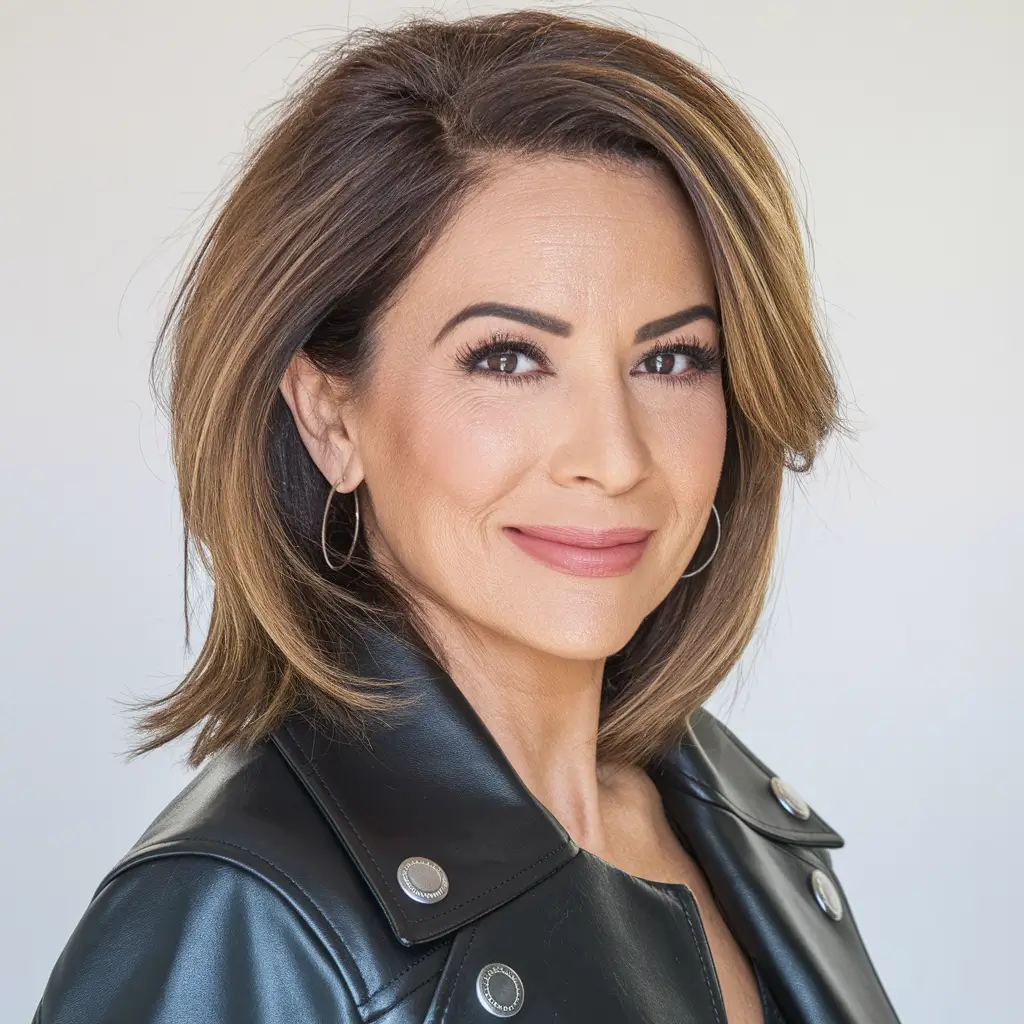 Fresh Fall 2025 Haircuts for Women Over 40 Layered Lob with Face-Framing Brightness