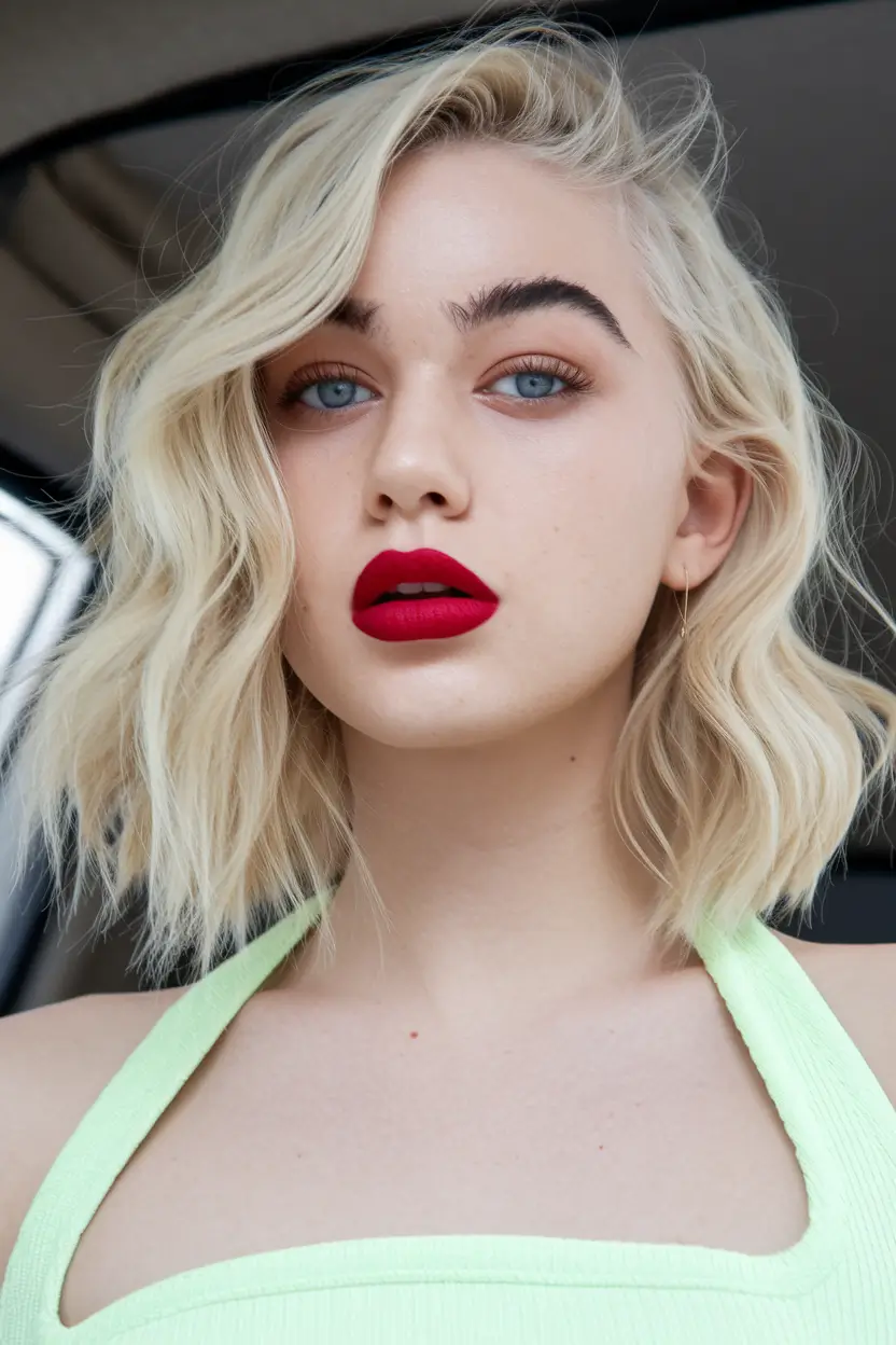 Golden Fall Hair Color for Blondes in 2025 Wavy Champagne Chic Bob