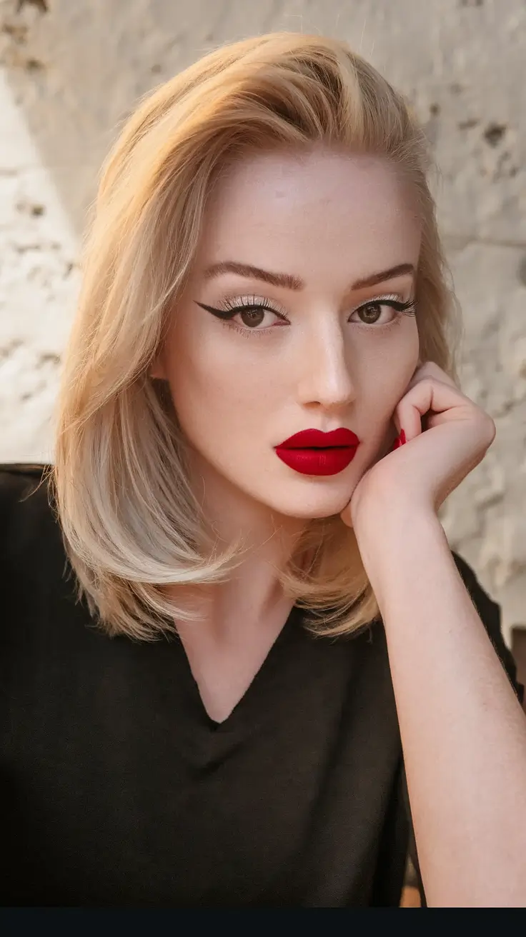 Golden Fall Hair Color for Blondes in 2025 Retro Honey-Swipe Lob