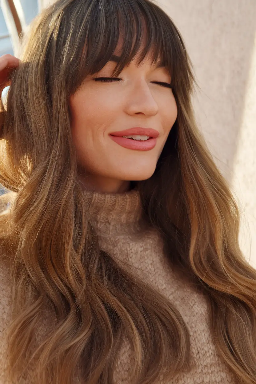 Haircut Ideas for Fall 2025 Dreamy Turtleneck Fringe