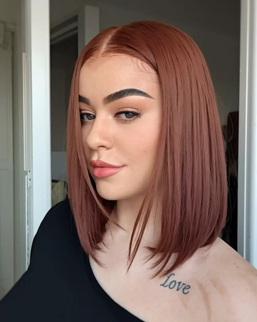 Haircut Ideas for Fall 2025 Sleek Terracotta Lob