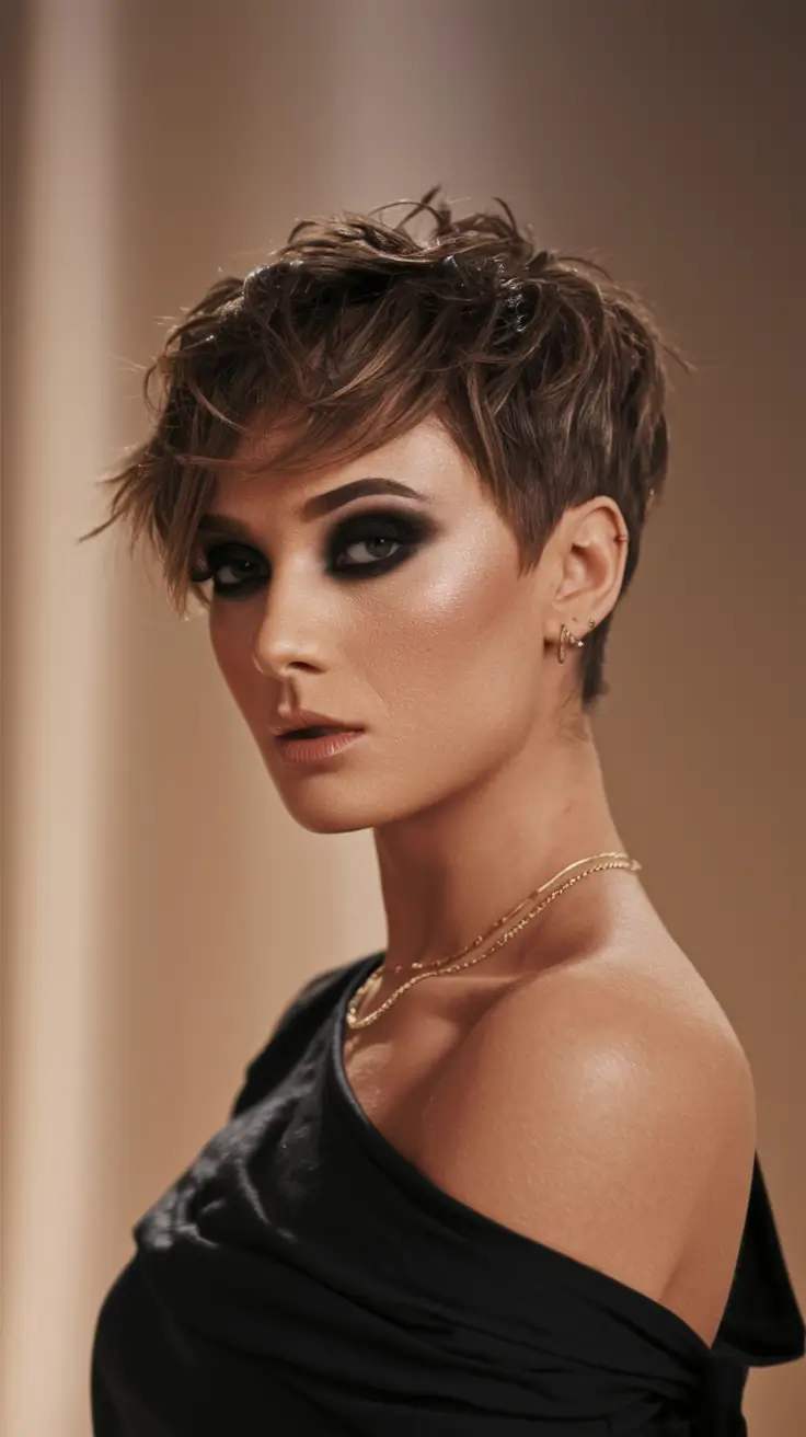 Haircut Ideas for Fall 2025 Smoky Edge Pixie Power
