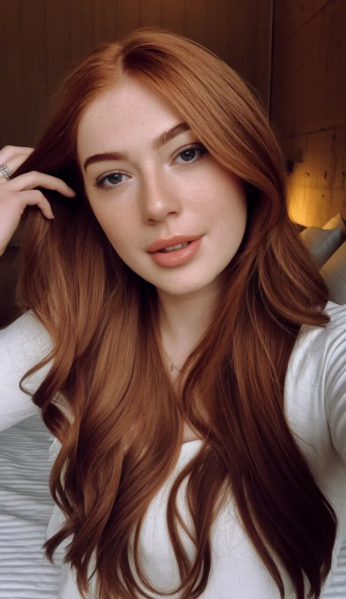 Insta-Cute Hairstyles for Fall 2025 Caramel Chestnut Waves with Center Volume